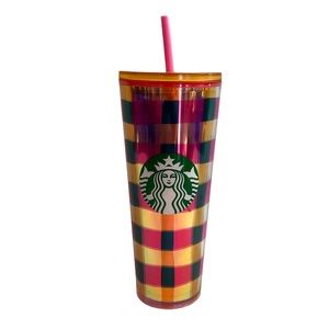 NEW Starbucks Cold cup Tumbler 24 oz Iridescent Checkered Picnic Basket